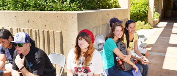 Students sitting outside